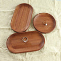 Handmade Ebony Wood Round Oval Jewelry Ring Tray Custom Logo Trinket Key Tray Ring Dish