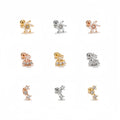New Trend Small Creative Piercing Accessories Hot Fashion Geometric Stud Earrings Flower Star Metal Zircon Earrings for Women