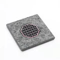 Custom Lava Black Stone Plate Terrazzo Heating Coasters Square Slate Stone Table Mats Coaster Travertine Coasters