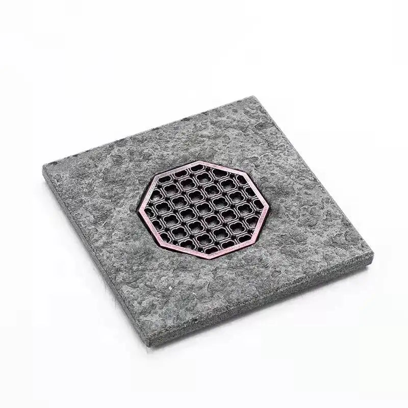 Custom Lava Black Stone Plate Terrazzo Heating Coasters Square Slate Stone Table Mats Coaster Travertine Coasters