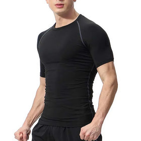 Fashion Hot Sale High Quality Tight Sleeve T-shirt Custom logo Compression Gym Workout Sports Shirt for Men