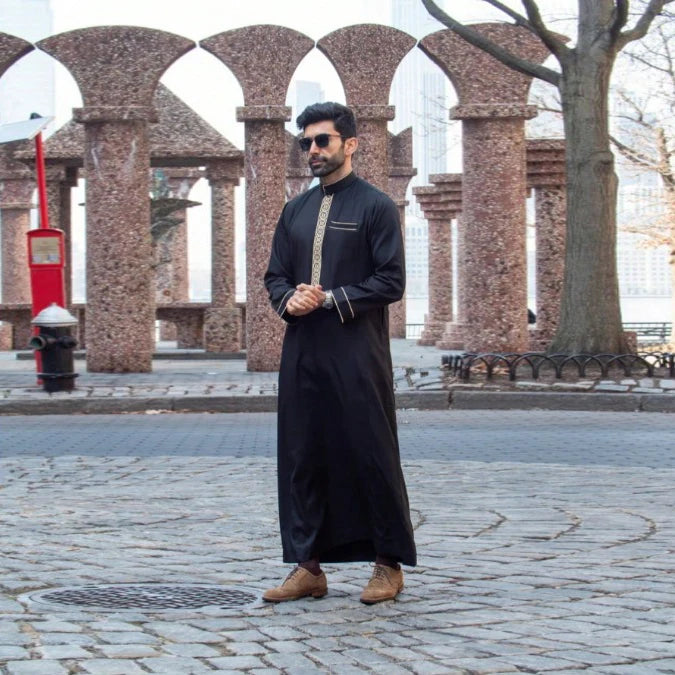 Wholesale Jubbah Islamic Clothing Saudi Arabic Daffah Thobe for Muslim Men Moroccan Thobe