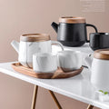 Nordic Marble Water Tea Cup Set Ceramic Teapot and Tray for Afternoon Tea Kung Fu Filter for Kitchen Family Use