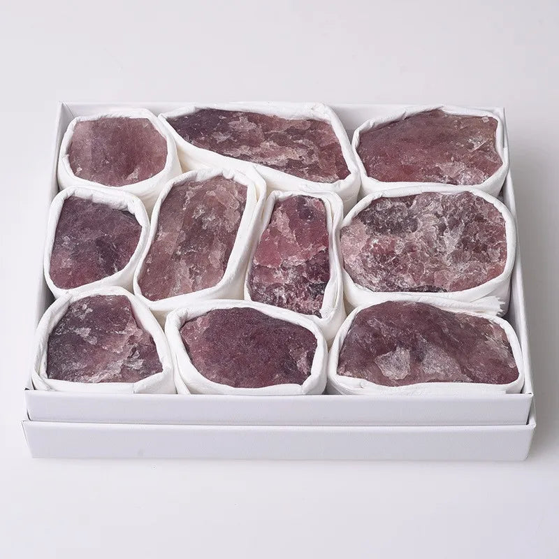 Hongzhuo Natural Crystal Quartz Raw Crystal Strawberry Quartz Crystal Set