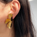 New Products Stainless Steel Brass Flower Fancy Earrings Vintage Fashion Leaf Stud Earrings for Women