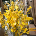 O-08202 Yellow Lady Orchid Real Touch Dancing Artificial Orchid for Home Wedding Party Indoor Outdoor Christmas Decor