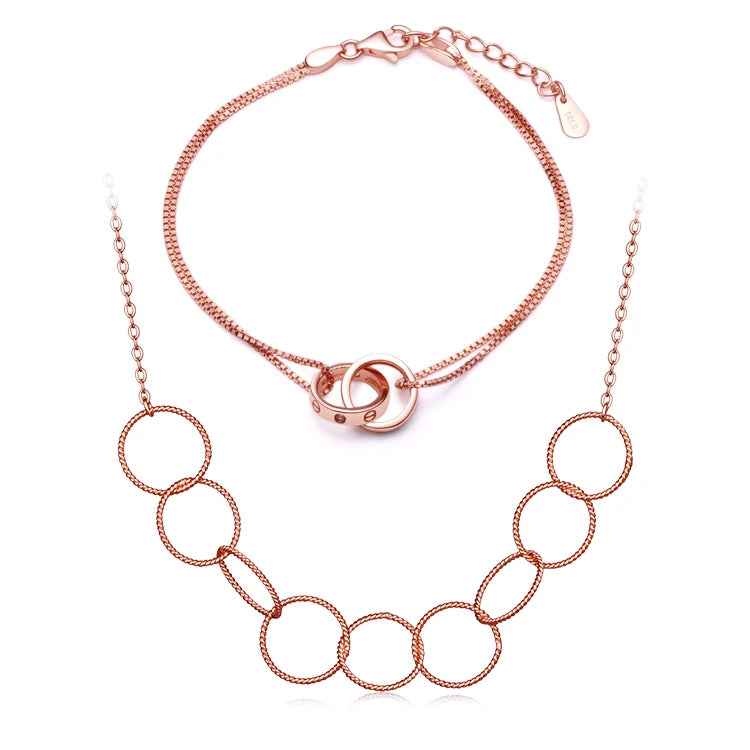 Dubai Real 925 Sterling Silver Jewelry Set Gold Plated Bracelet and Necklace with Zircon Stone for Women's Gifts Engagements