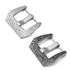 Luxury 18mm 20mm 22mm 24mm Vintage Black Watch Clasp Stainless Steel Engraving Buckle with Debossed Black Ink Painting
