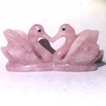 Wholesale Natural Rose Quartz Double Swan Engraved Crystal Carvings Eco-Friendly Kind Full Crystal Mascot for Wedding Holiday