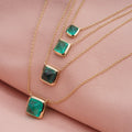 Starsgem 14k White Yellow Rose Gold Lab Emerald columbia Sugar Loaf Necklace