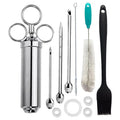 2-Oz Stainless Steel Grill Marinade Seasoning Injector Turkey Meat Injectors with 2-5 Needles Cooking Syringe Injection