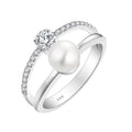 S925 Sterling Silver Mini Ring Cz Jewelry Elegant Mounting Fresh Water Pearl Rings Jewelry Women