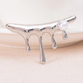 Fashion Jewelry Silver Plated Pearl Brooch Pins Pearl Lava Shaped Brooches Women