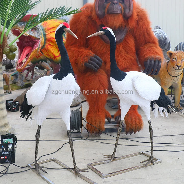 Red-crowned Crane Custom Life Size Animatronic Animals Figurines for Wildlife Zoo