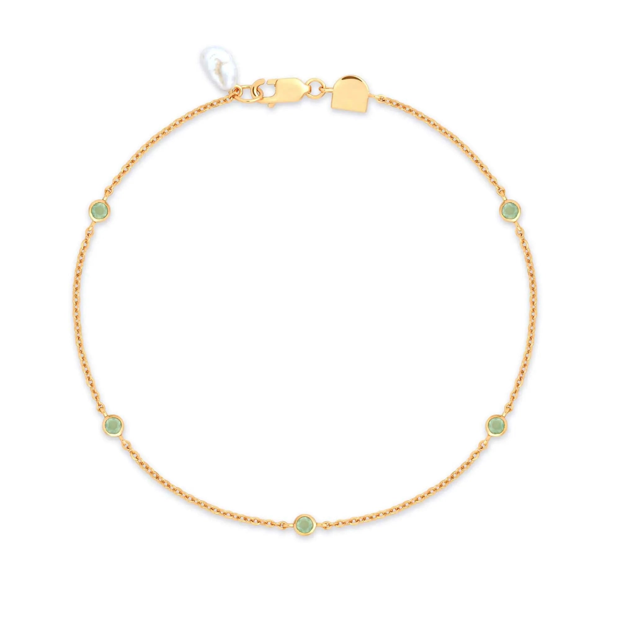 Milskye Fashion Fine Jewelry for Girls 925 Silver 18k Yellow Gold AAAAA Grade Round Aqua Pearl Romantic Charm Beaded Bracelets