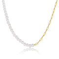 Wholesale 925 Sterling Silver Paperclip Chain Necklace Bridal Jewelry Shell Pearl Necklace with Gold 925 Sterling Silver Chain