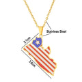 BINSHUO Wholesale Custom Stainless Steel Jewelry Drop Oil Liberia Country Flag Map Men Pendant Couples Charm Necklace for Women