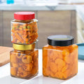 Square Food Grade Honey Chili  Glass Jar  Sauce Glass Bottle Kitchen Storage Container for Jam Pickles