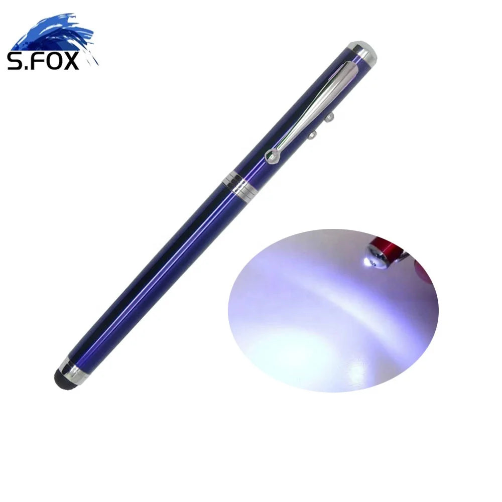 Factory Wholesale Aluminum 4 in 1 Red Laser BallPen LED Flashlight
