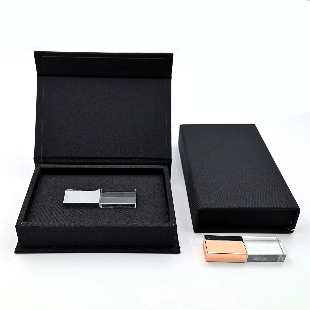 OEM Black Beige White Linen Box Photographer Crystal USB Flash Drive Linen Package USB BOX MegaBDM