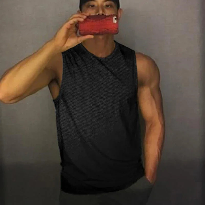 Blank Fitness Tank Tops Mens Summer Mesh Quick Dry Gym Clothing Sports Sleeveless Loose Basketball Jerseys Running Vest
