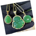 Natural Stone Green Jade Ethnic Style Big Belly Maitreya Buddha Jewelry Pendant Necklace