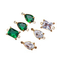 PVD 18K Gold Stainless Steel Two Hole Connectors Zircon Stone Charms & Pendants for DIY Jewelry Making
