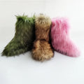 Custom logo Design in Low MOQ Hairy Women Kids Faux Fur Snow Boots for Warm Winter Wear in Many Colors