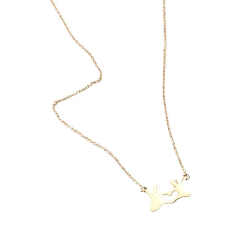 Mothers Day Gift Personalized Jewelry Gold Plated Heart Gesture Pendant Necklace