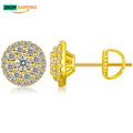 Drop Shipping From China 14k Gold Plated 925 Silver Gemstone Moissanite Round Mens Screw Back Sets Modern Plain Silver Earring