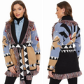 New Vintage Streetwear Fall Winter Knitwear Women Loose Colorful Jacquard Women's Sweaters Jacket Coats
