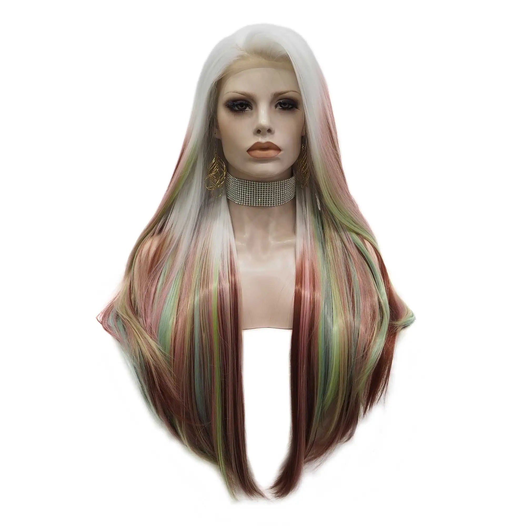 Celebrity Wig Cosplay Long Straight Dyed Natural Color Daily Life Wearing Matte  Fiber Synthetic Lace Front Wigs