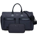 Personalized Medium Sized 45L Black Mens Weekend Business Suit Canvas and Leather Duffle Bag With Pockets