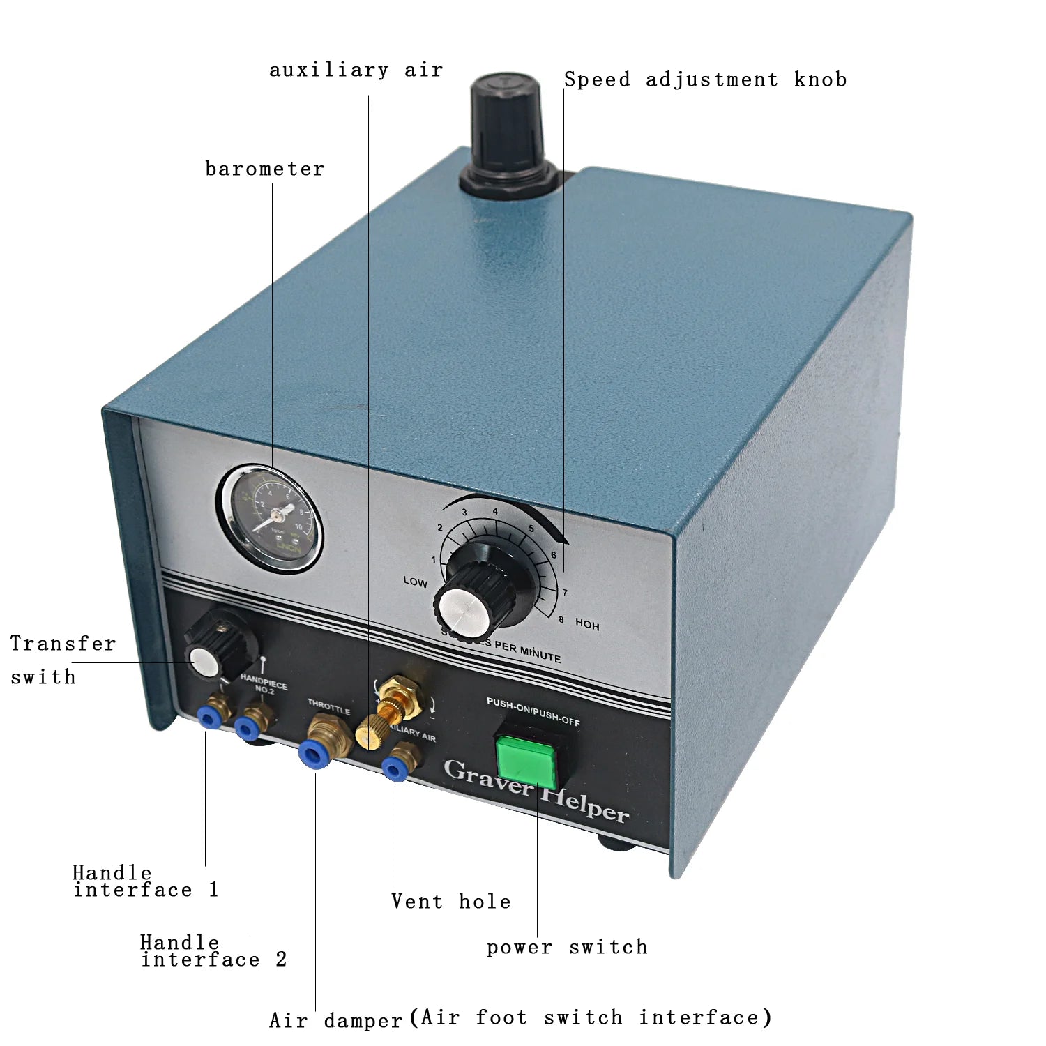 0-4000prm Jewelry Hand Pneumatic Engraver Double End Air Engraver Impact Graver Accessories Pneumatic Graver Machine