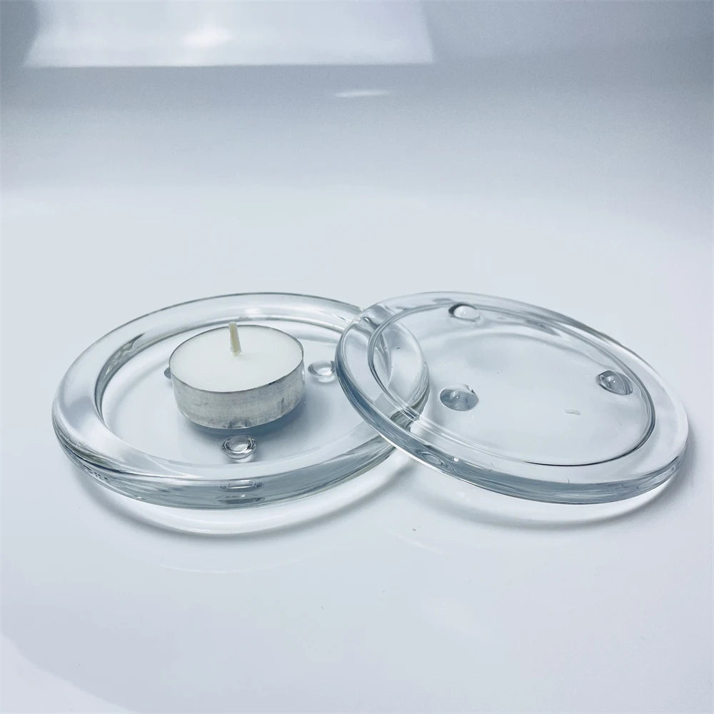Transparent Small Glass Tealight Candle Holder for Home Decoration Christmas Candelabra and Pillar Candle Tray Plates