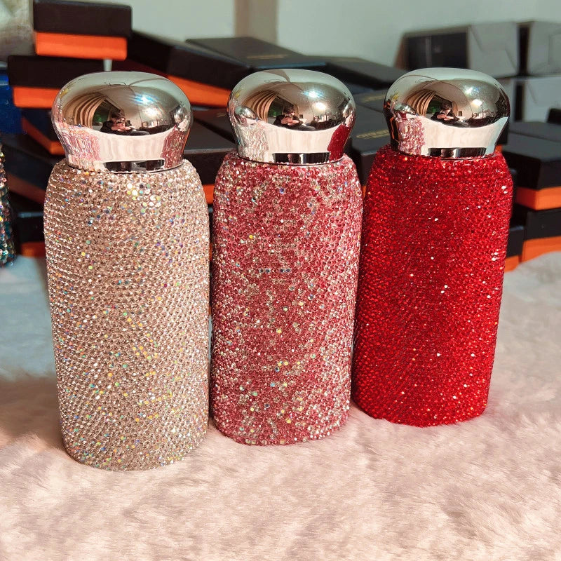 Custom 260ml Gem Colored Luxury Stainless Steel Diamond Insulated Rhinestone Water Bottle Bling Tumbler