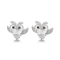 Real Silver 925 Pearl Stud Earrings Cute Owl Design Ear Jewelry for Kids Daily Wear