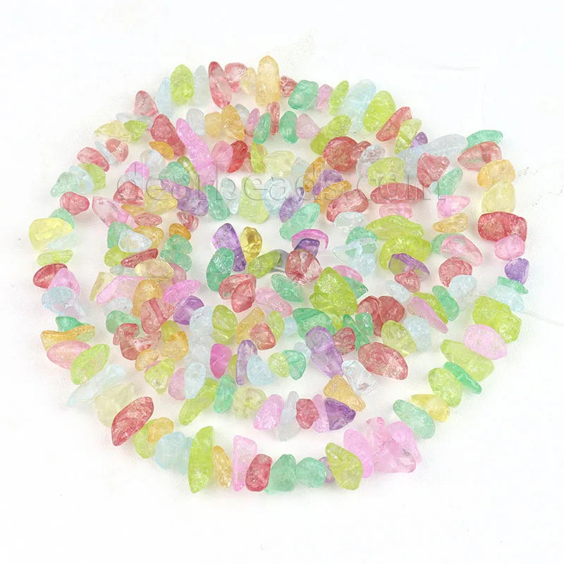 Wholesale Cheap Chip Rainbow Crackle Crystal Quartz Beads for Woman Bracelets Making 8mm Irregular