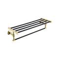 HONGDEC Bathroom Towel Rack Wall Mounted Shower Organizer Shelf Black Gold Bathroom Towel Holder
