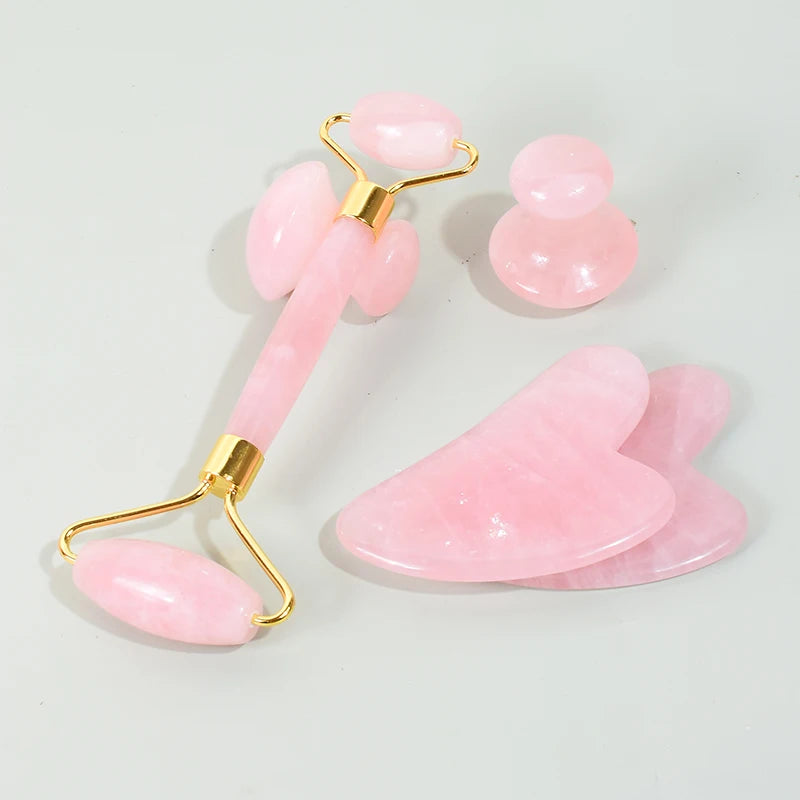 HZ Rose Quartz Jade Beauty Hot Sale Oem logo Wholesale Face Jade Beauty Brush Healing Stones