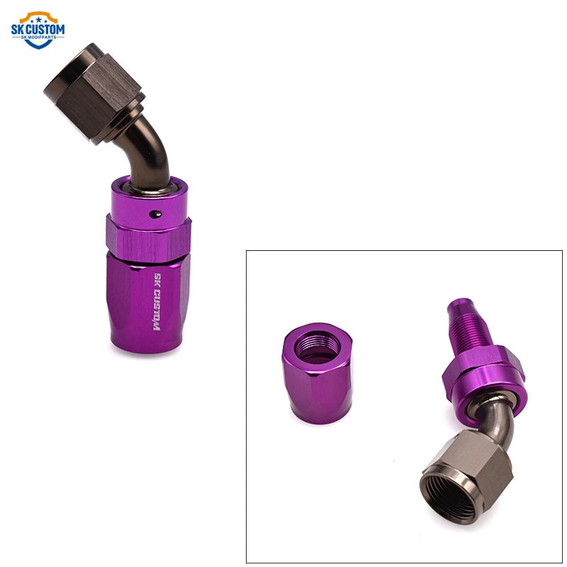 SK CUSTOM Racing Parts AN6 AN8 AN10 Aluminum an Fititng Oil Fuel Fitting Swivel Hose End 45 Degree