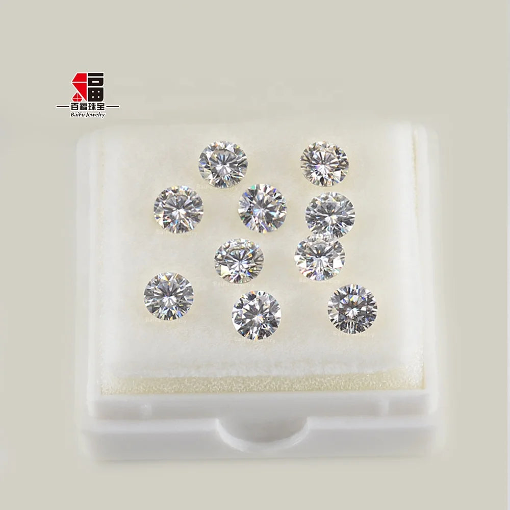 Baifu Jewelry Direct Factory DEF VVS Round 1ct 2ct 3ct Round Loose Moissanite Diamond