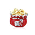 925 Sterling Silver Lucky Symbol Red Enamel Bag Beads Fit Women Bracelet Jewelry DIY Enamel Charm Pendant Accessories BSC100