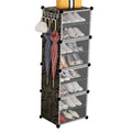 High Quality 8-Layer Adjustable Plastic Shoe Rack Black White Frosted Door Shoe Cabinet Organizer for Home Furniture Living Room