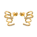 Unique Simple Women Non Tarnish Zirconia Earrings Female Stainless Steel Gold Spiral Earrings Fashion Jewelry Stud Earrings