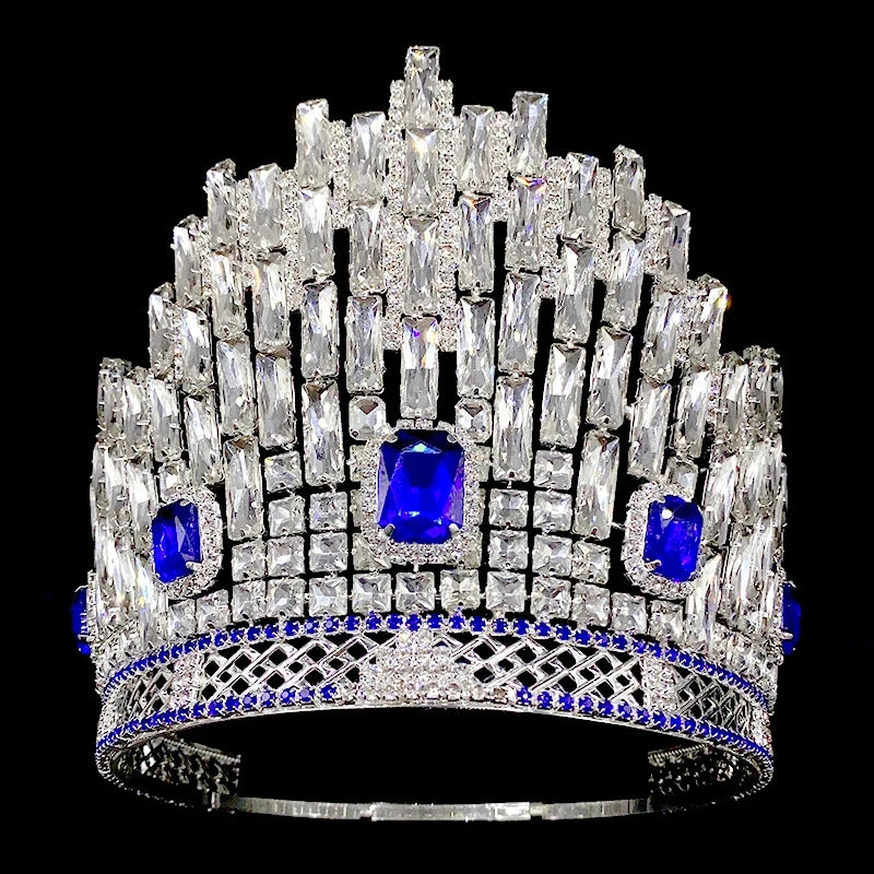 LUOXIN Beauty Queen Full Round Crown Miss Universe Tiara Pageant Tall Wedding Crown