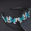 HX-026 Fashion Cute Color Butterfly Crystal Headband for Women Rhinestone Non-slip Border Girl Hairband