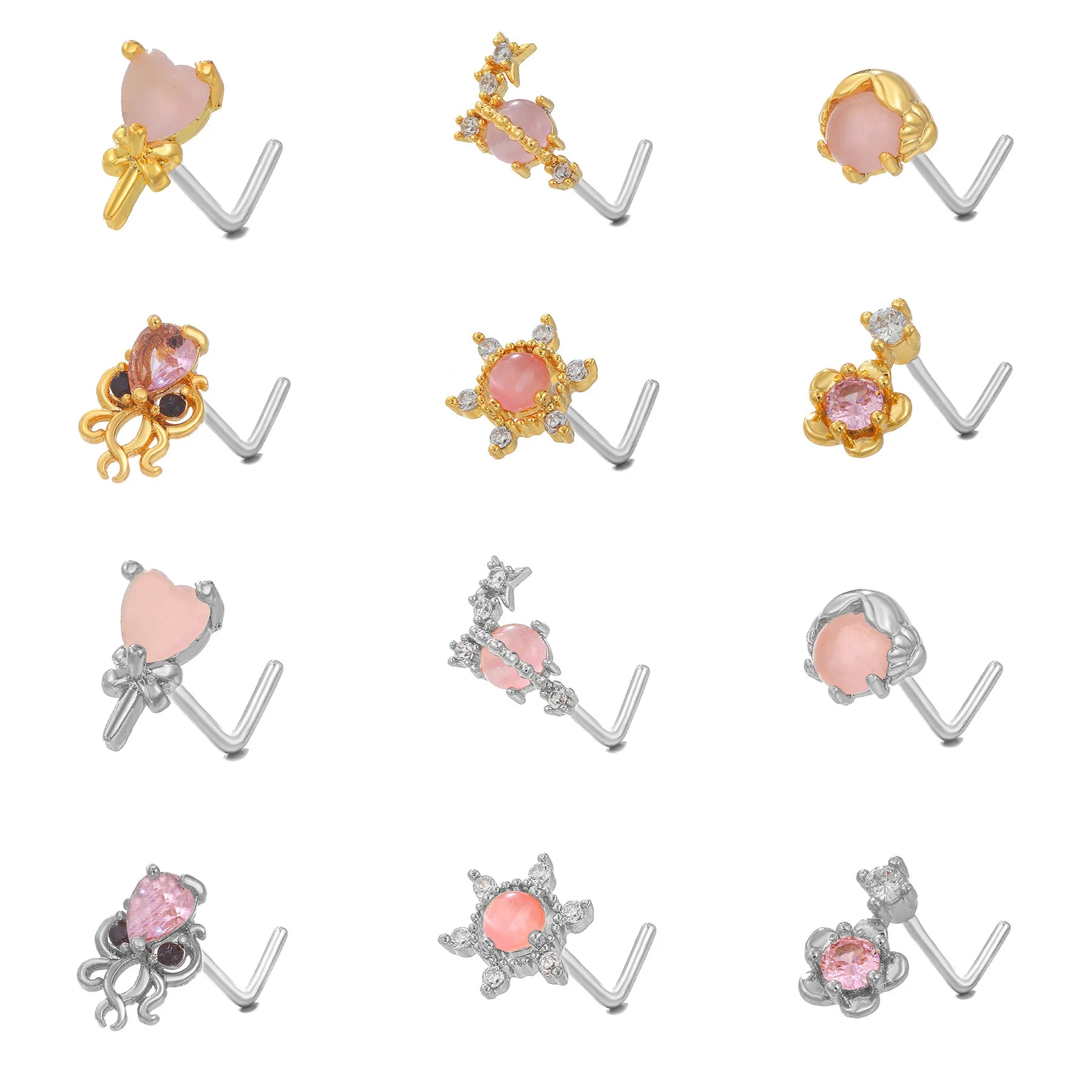 Cute Simple Piercing Fashion Jewelry Factory Wholesale Animal New Nose Stud Personality Octopus Nose Studs for Women
