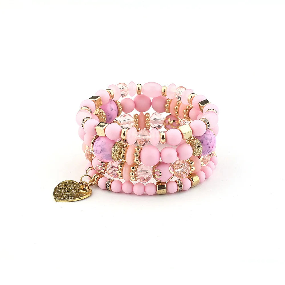 Cheap Price Heart Charm Bracelet Beaded Wrap Bracelets Glass Beads Jewelry Bulk Sale