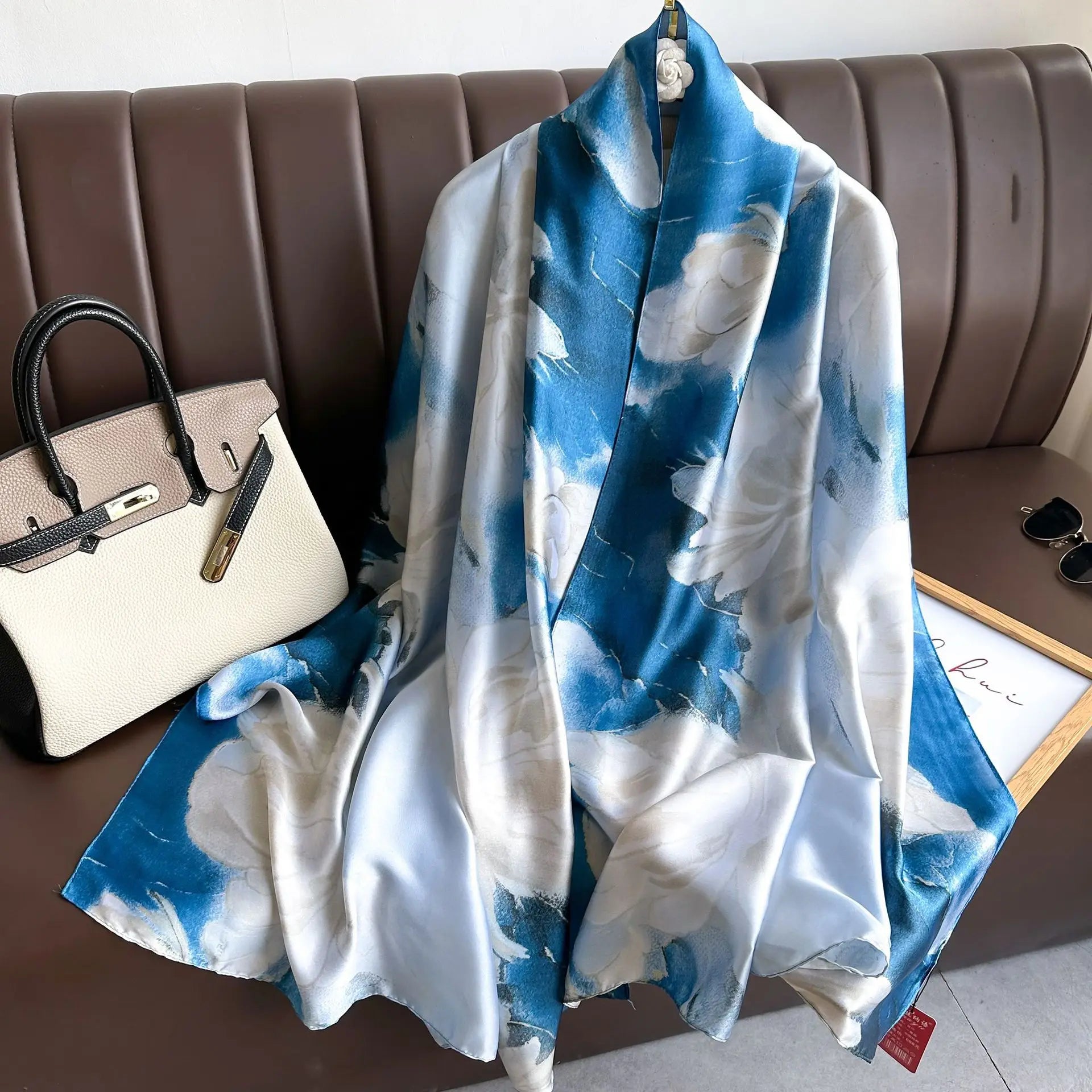New Style Big Size 180 * 90cm Polyester Women Satin Bandana Lady Silk Scarves Scarf Custom Printing for Women